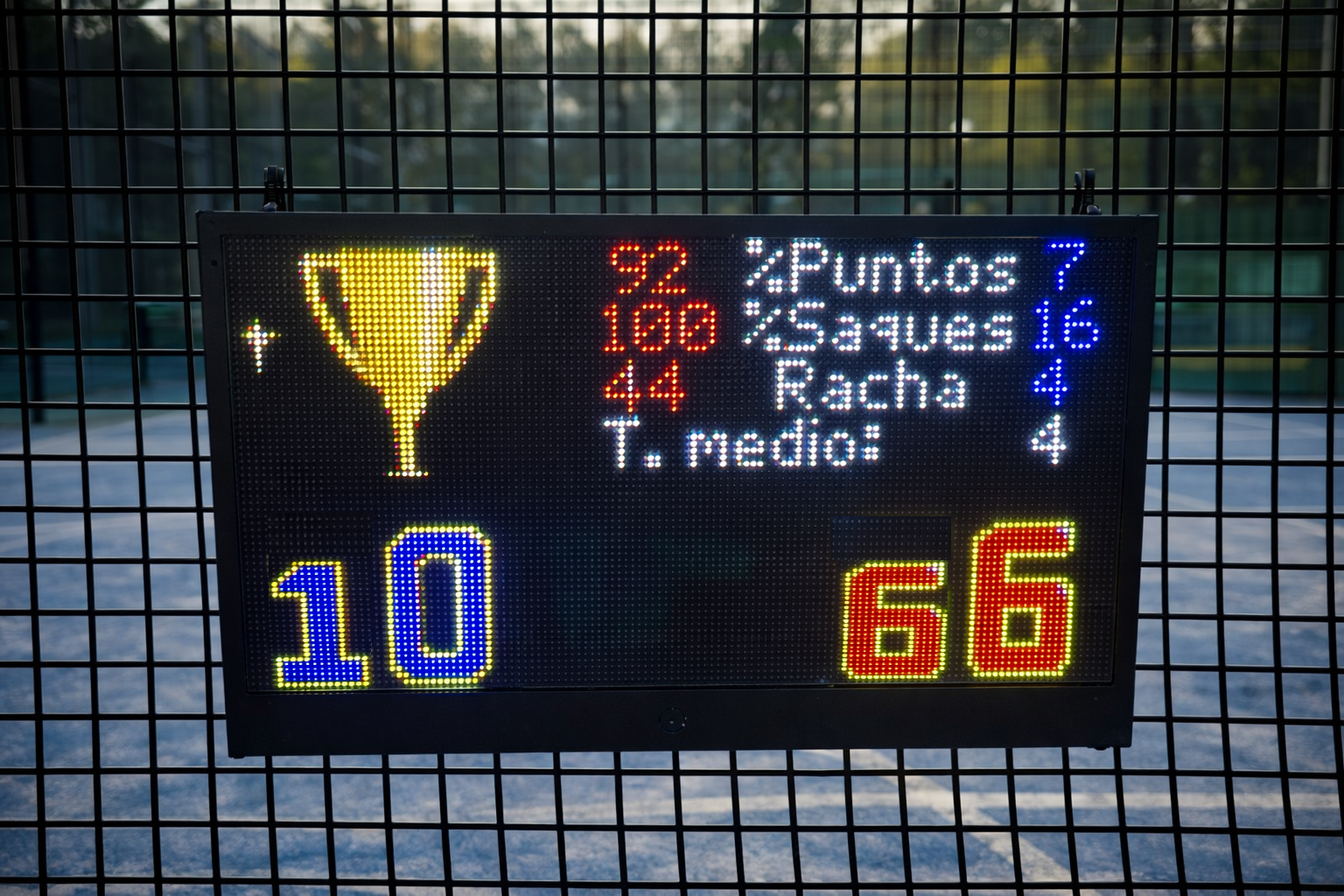 Pantalla final con estadísticas